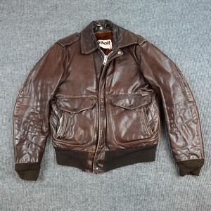 Vintage Schott G1 Flight Jacket Mens 38 Brown Leather Bomber USA Zip